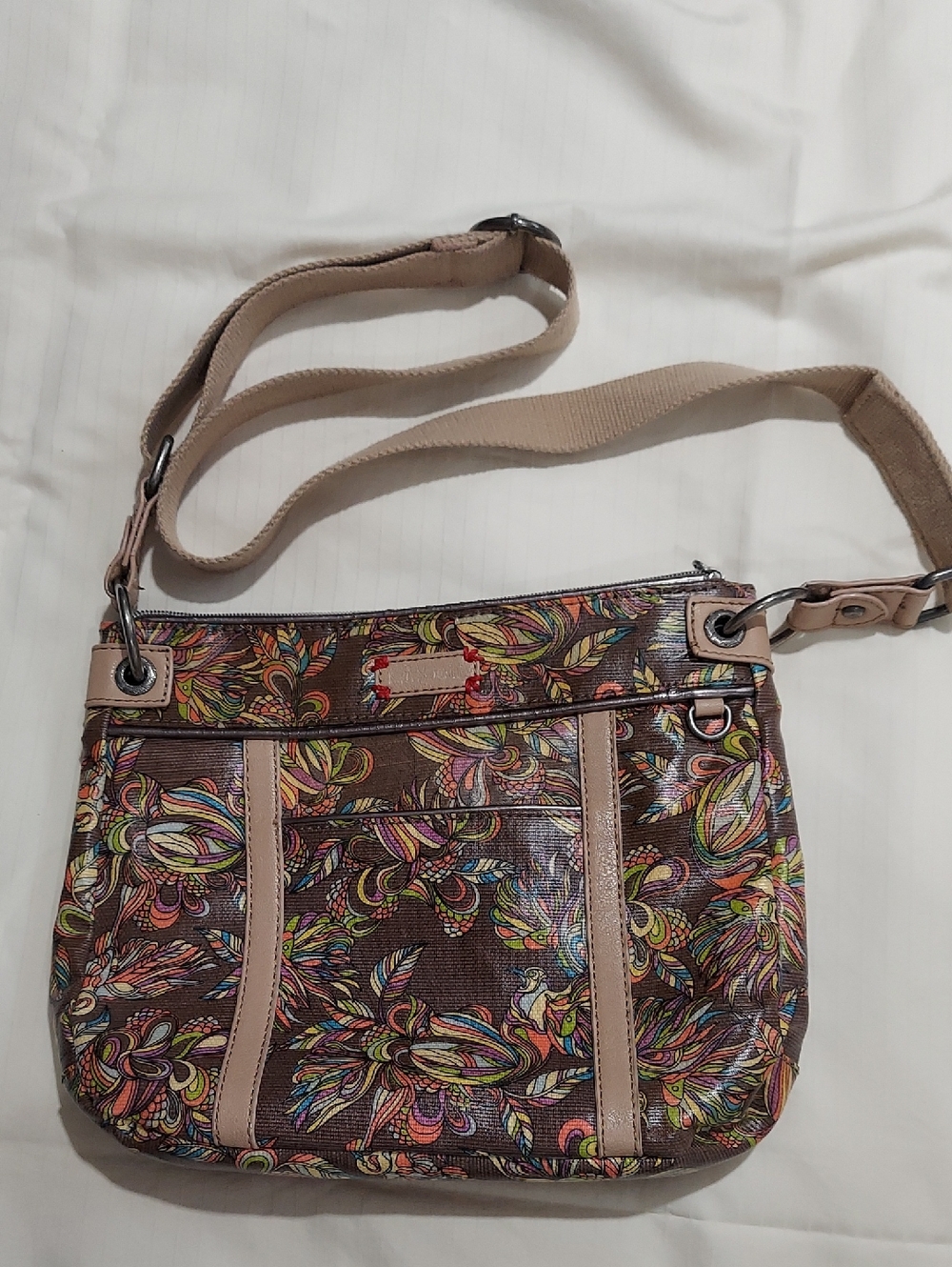 SAKroots Floral Print Crossbody Bag in Brown and Pink